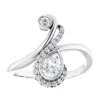 14K White Gold 1/2 CTW Diamond Bezel-Set Pear Shape Natural Diamond Bypass Fashion Ring