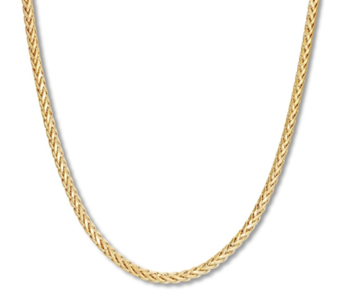 Men's Wheat Chain Necklace 10K Yellow Gold 24" Length