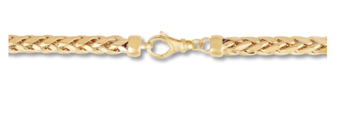 Men's Wheat Chain Necklace 10K Yellow Gold 24" Length