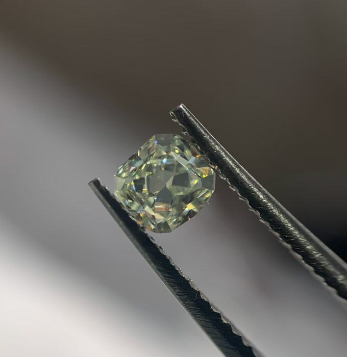 This is a beautiful loose GIA certified 100% NATURAL .30CT Cushion Brilliant Diamond that is rated with a NATURAL Yellowish Green  color and a VVS1 clarity. This diamond is GIA certified and does come with the certificate!