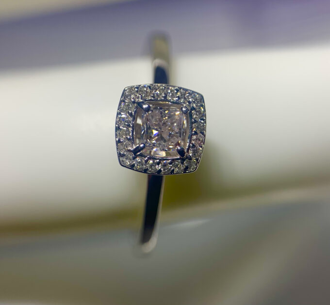 0.50 14K white gold SI2 Princess Fancy Faint Pink GIA Certified Loose Diamond