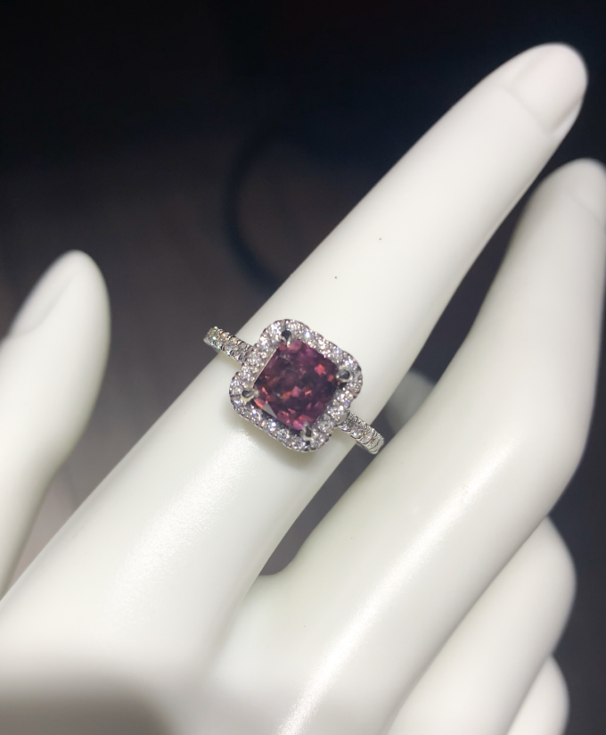 14K White Gold 3.5CTW Cushion Fancy Purple GIA Certified Diamond Engagement Ring