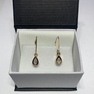 14K Yellow Gold Bezel Set VVS Pear Shape Diamond Dangle Earrings