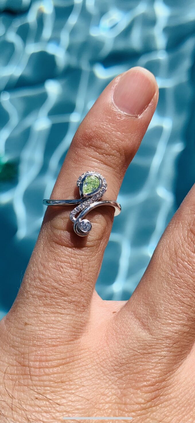 .75CTW VS2 Pear Shape Fancy Yellow GREEN GIA Certified Loose Diamond Fashion Engagement Ring