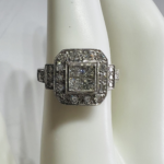 18K white gold halo natural diamond engagement ring for sale online - princess diamond and round diamonds